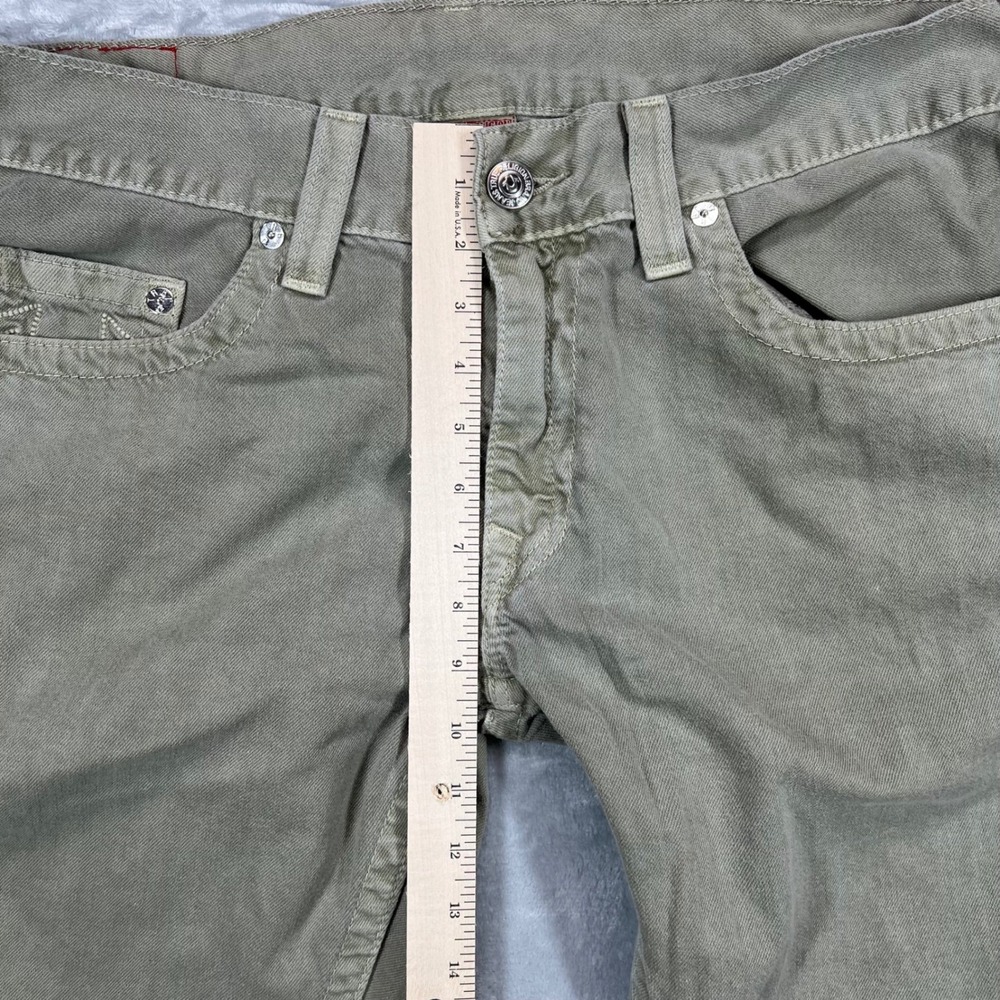 True Religion Brand Jeans Mens Size 36 Olive Green Straight Leg Made USA - Picture 9 of 10